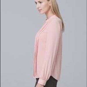 WHBM Blush Pink Pleat-Front Blouse size:10
